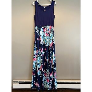 Bluetime L Navy Floral Maxi Dress
